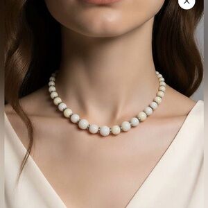 Authentic Yves Saint Laurent YSL off white bead necklace vintage rare necklace